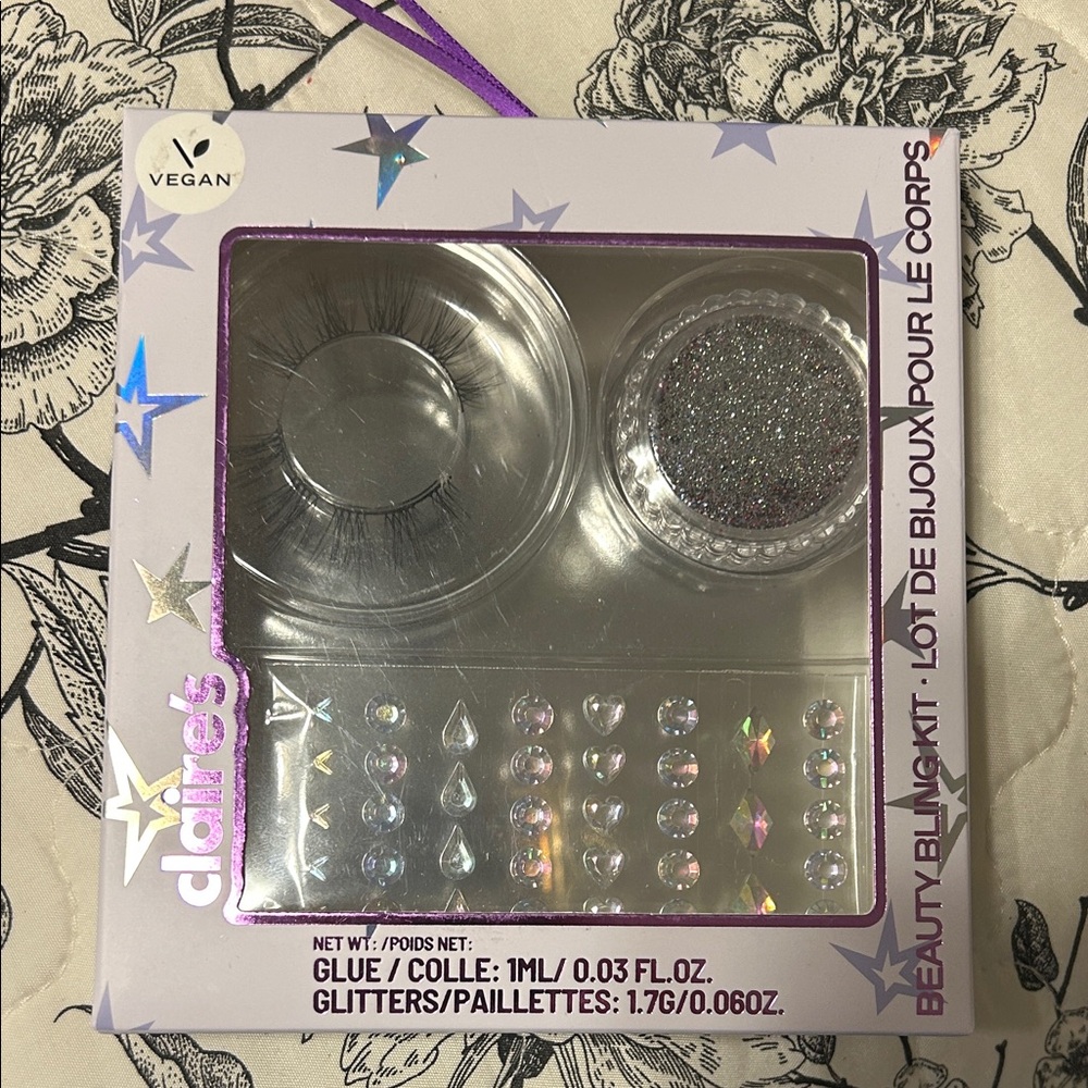 Claire's Glam Glitter and Gem Set & lashes New